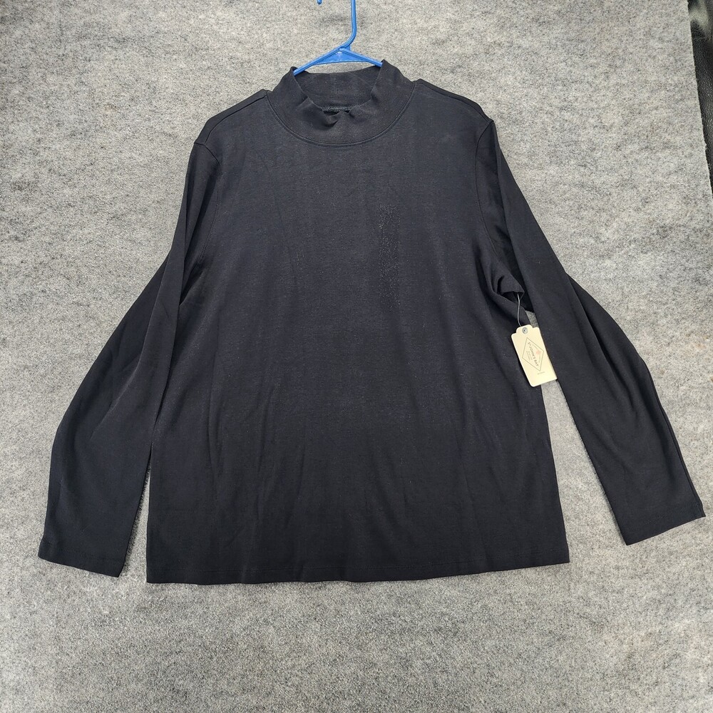 St Johns Bay Shirt Womens 1X Long Sleeve Black